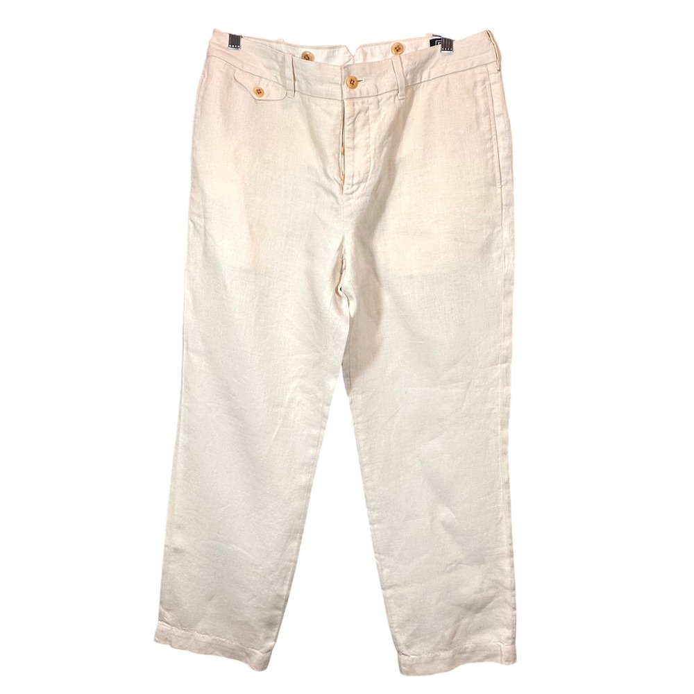Vintage Polo Ralph Lauren Mens Linen Dress Pants Button Fly Beige Size 34/32